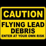 Caution Flying Lead Debris Sign